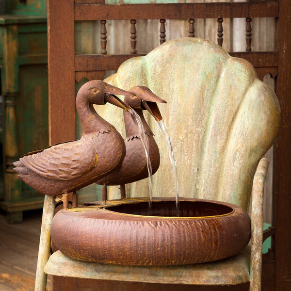 Load image into Gallery viewer, Park Hill Collection Folk Art Duck Fountain
