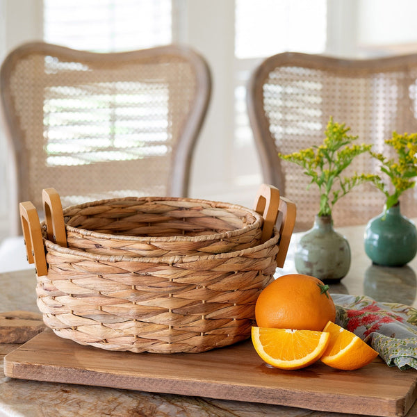 Load image into Gallery viewer, Park Hill Collection Woven Water Hyacinth Round Serving Basket

