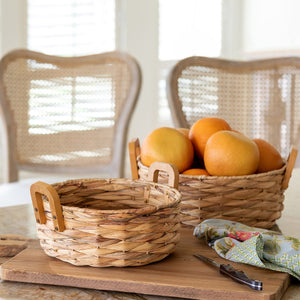 Park Hill Collection Woven Water Hyacinth Round Serving Basket