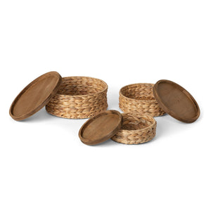 Park Hill Collection Woven Water Hyacinth Round Storage Basket, Set of 3