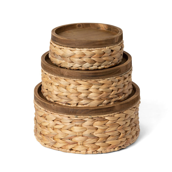 Load image into Gallery viewer, Park Hill Collection Woven Water Hyacinth Round Storage Basket, Set of 3
