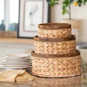 Park Hill Collection Woven Water Hyacinth Round Storage Basket, Set of 3