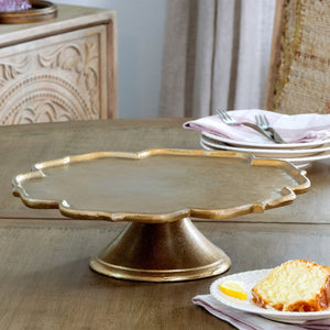 Park Hill Collection Scalloped Edge Cast Aluminum Cake Plate, 15 in.