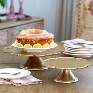 Park Hill Collection Scalloped Edge Cast Aluminum Cake Plate, 15 in.