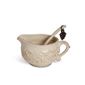 GG Collection Acanthus Stoneware Gravy Boat with Ladle