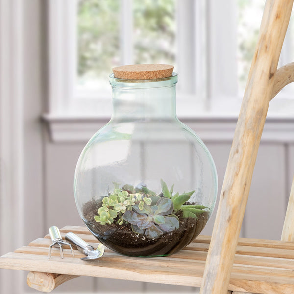 Load image into Gallery viewer, Park Hill Collection Glass Terrarium with Garden Tools, Small
