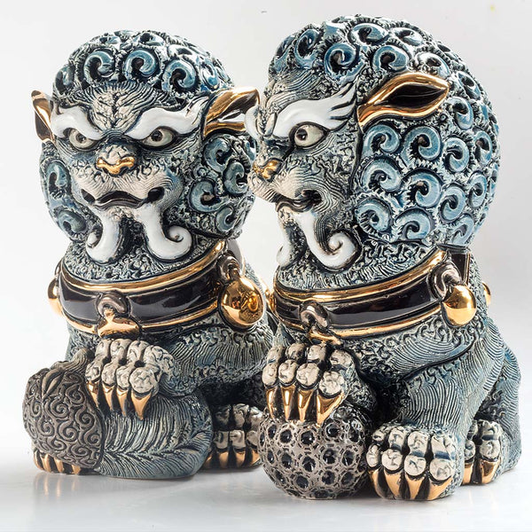 Load image into Gallery viewer, De Rosa Collections Blue Foo Lioness Figurine
