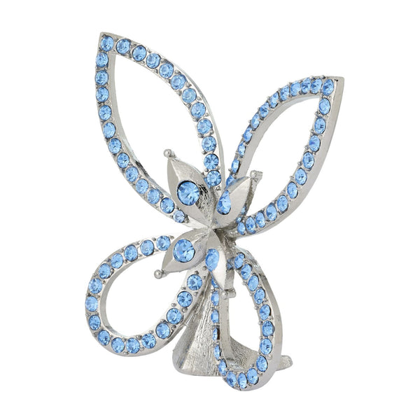 Load image into Gallery viewer, Olivia Riegel Silver Papillon Figurine with Lt Sapphire Crystals
