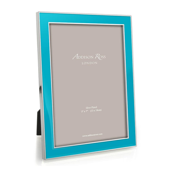 Load image into Gallery viewer, Addison Ross Silver Trim, Aqua Blue Enamel Picture Frame - 4 x 6 in
