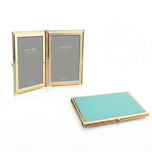 Addison Ross Turquoise Blue & Gold Travel Frame - 2 x 3 in - Double Frame