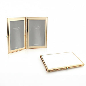 Addison Ross White & Gold Travel Frame - 2 x 3 in - Double Frame