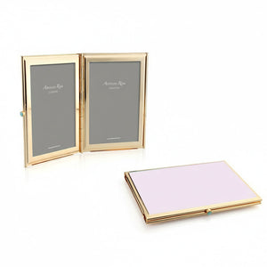 Addison Ross Pastel Pink & Gold Travel Frame - 2 x 3 in - Double Frame