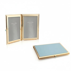 Addison Ross Powder Blue & Gold Travel Frame - 2 x 3 in - Double Frame