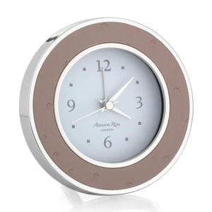 Addison Ross Blush Ostrich Silver Alarm Clock -