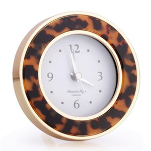 Addison Ross Faux Tortoiseshell & Gold Silent Alarm Clock