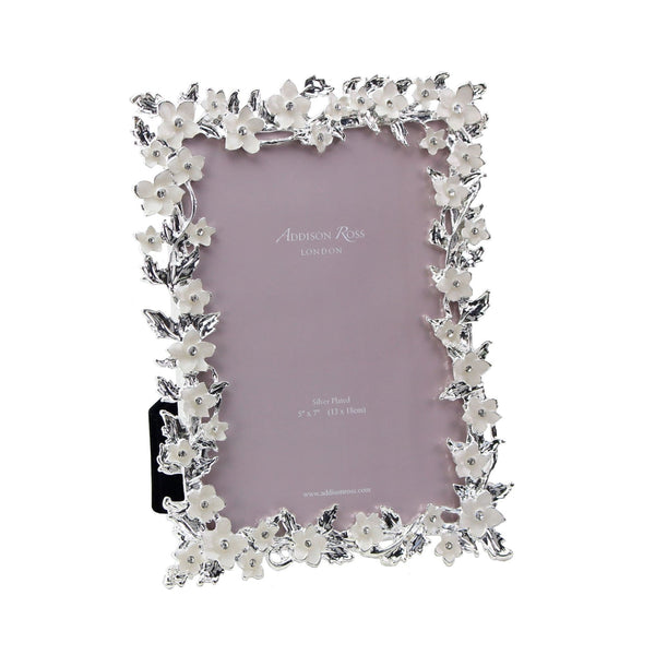 Load image into Gallery viewer, Addison Ross Silver &amp; White Flower Frame - 4 x 6 in
