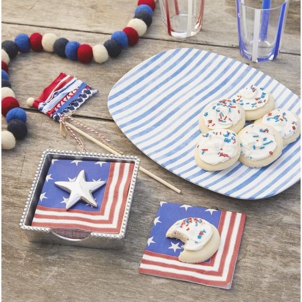 Load image into Gallery viewer, Mariposa Stars and Stripes Star (1902) Beaded Napkin Box Set
