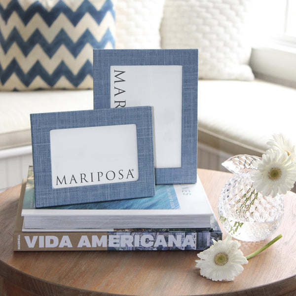 Load image into Gallery viewer, Mariposa Heather Blue Faux Grasscloth 4x6 Frame
