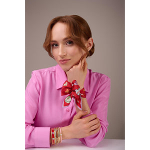 Halcyon Days Love Hearts Red Silk Mini Scarf
