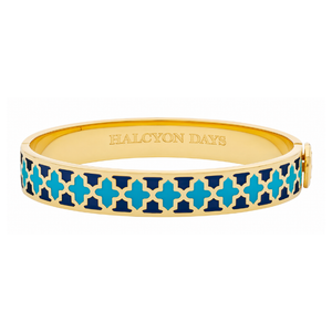 Halcyon Days Agama Two Tone Hinged Bangle in Estate Blue & Turquoise