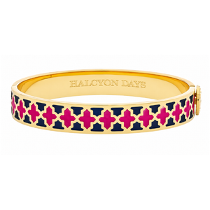 Halcyon Days Agama Two Tone Hinged Bangle in Estate Blue & Pink Tourmaline