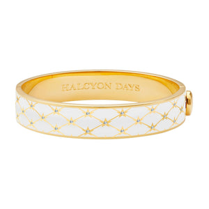 Halcyon Days Star Sparkle Trellis Hinged Bangle in Cream & Gold