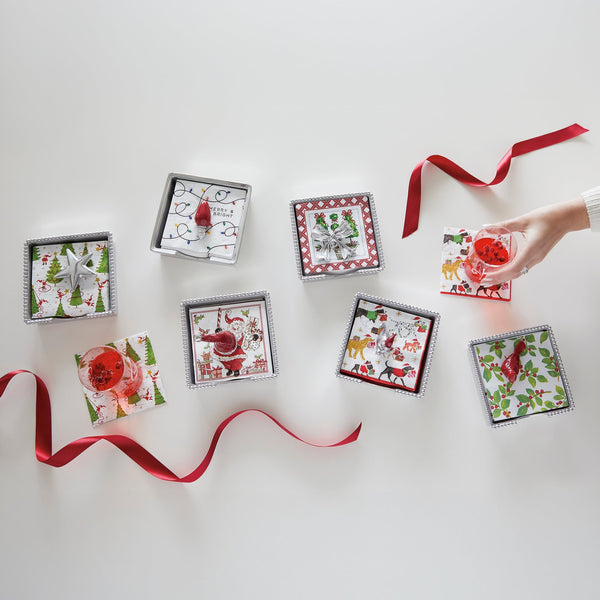 Load image into Gallery viewer, Mariposa Topiary Christmas Tree (4160) Beaded Napkin Box Set
