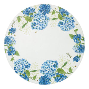 Bodrum Linens Hydrangea Blue 15" Round Mat - Easy Care Placemats - Set of 4
