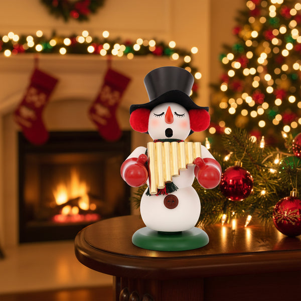Load image into Gallery viewer, Christian Ulbricht Incense Smoker - Snowman With Pan Flute - 9.4&quot;H
