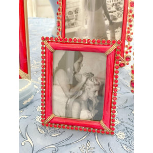 Jay Strongwater Emilia Stone Edge 3" x 4" Picture Frame - Ruby