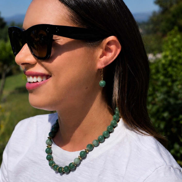 Load image into Gallery viewer, Olivia Riegel Green Aventurine Leverback Drop Earrings
