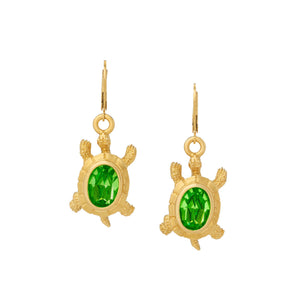 Olivia Riegel Peridot Turtle Leverback Drop Earrings