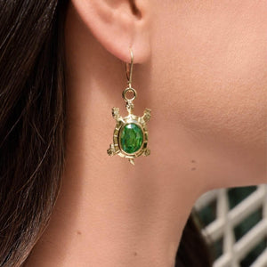 Olivia Riegel Peridot Turtle Leverback Drop Earrings