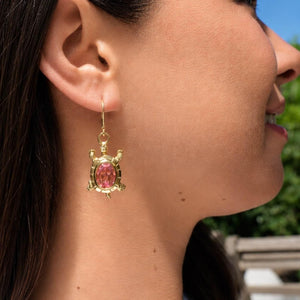 Olivia Riegel Pink Turtle Leverback Drop Earrings