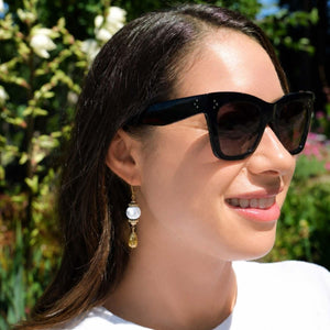 Olivia Riegel Howlite Leverback Gold Teardrop Earrings