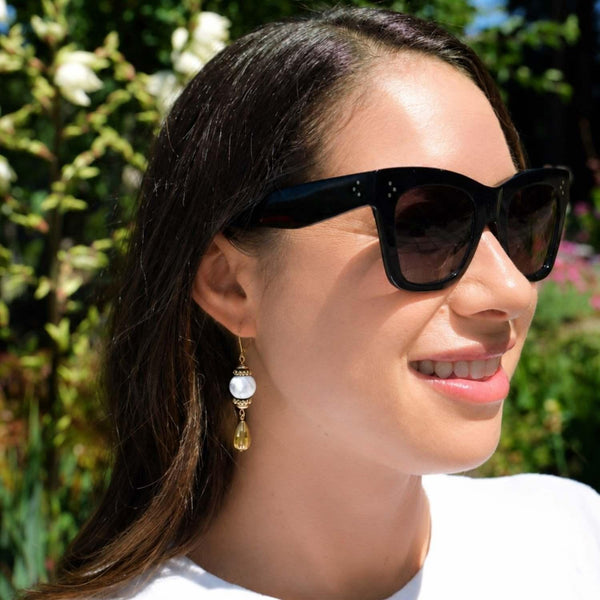 Load image into Gallery viewer, Olivia Riegel Howlite Leverback Gold Teardrop Earrings

