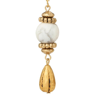 Olivia Riegel Howlite Leverback Gold Teardrop Earrings