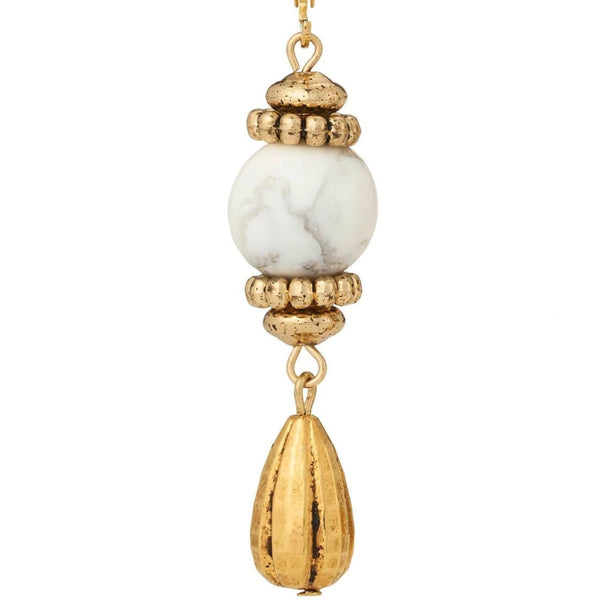Load image into Gallery viewer, Olivia Riegel Howlite Leverback Gold Teardrop Earrings
