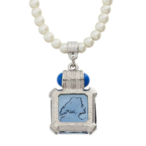 Olivia Riegel Blue Venetian Glass Intaglio Pendant on Glass Pearl Necklace
