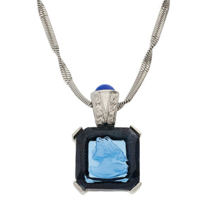 Olivia Riegel Blue Venetian Glass Intaglio Pendant Necklace