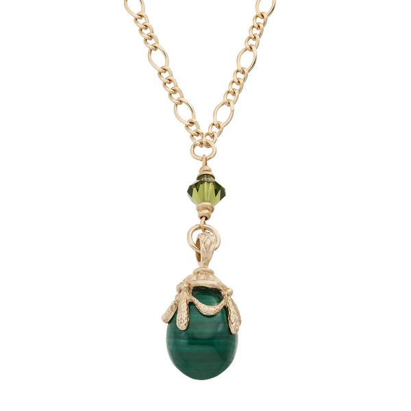 Load image into Gallery viewer, Olivia Riegel Malachite Egg Pendant Necklace

