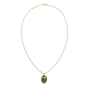 Olivia Riegel Green Guilloché Enamel Egg  Locket Pendant Necklace