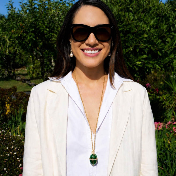 Load image into Gallery viewer, Olivia Riegel Green Guilloché Enamel Egg  Locket Pendant Necklace
