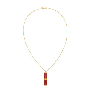 Olivia Riegel Red Guilloché Enamel Whistle Pendant Necklace
