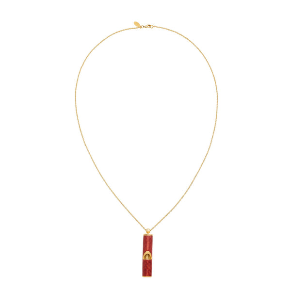 Load image into Gallery viewer, Olivia Riegel Red Guilloché Enamel Whistle Pendant Necklace
