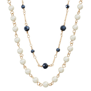 Olivia Riegel Glass Pearl & Hematite Double Strand Necklace