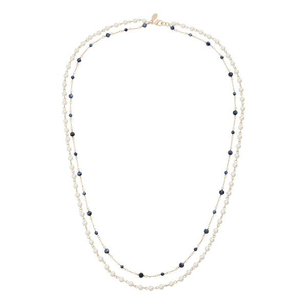 Load image into Gallery viewer, Olivia Riegel Glass Pearl &amp; Hematite Double Strand Necklace

