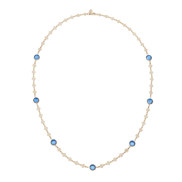 Load image into Gallery viewer, Olivia Riegel Sapphire Crystal Station Filigree Necklace
