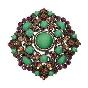 Olivia Riegel Bronze Brooch with Green Jewels