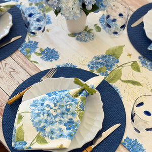 Bodrum Linens Hydrangea Blue Napkin - Linen Napkins - Set of 4